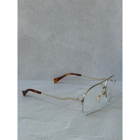 NEW Gucci GG0971O Gold Pilot Aviator Eyeglasses Frames